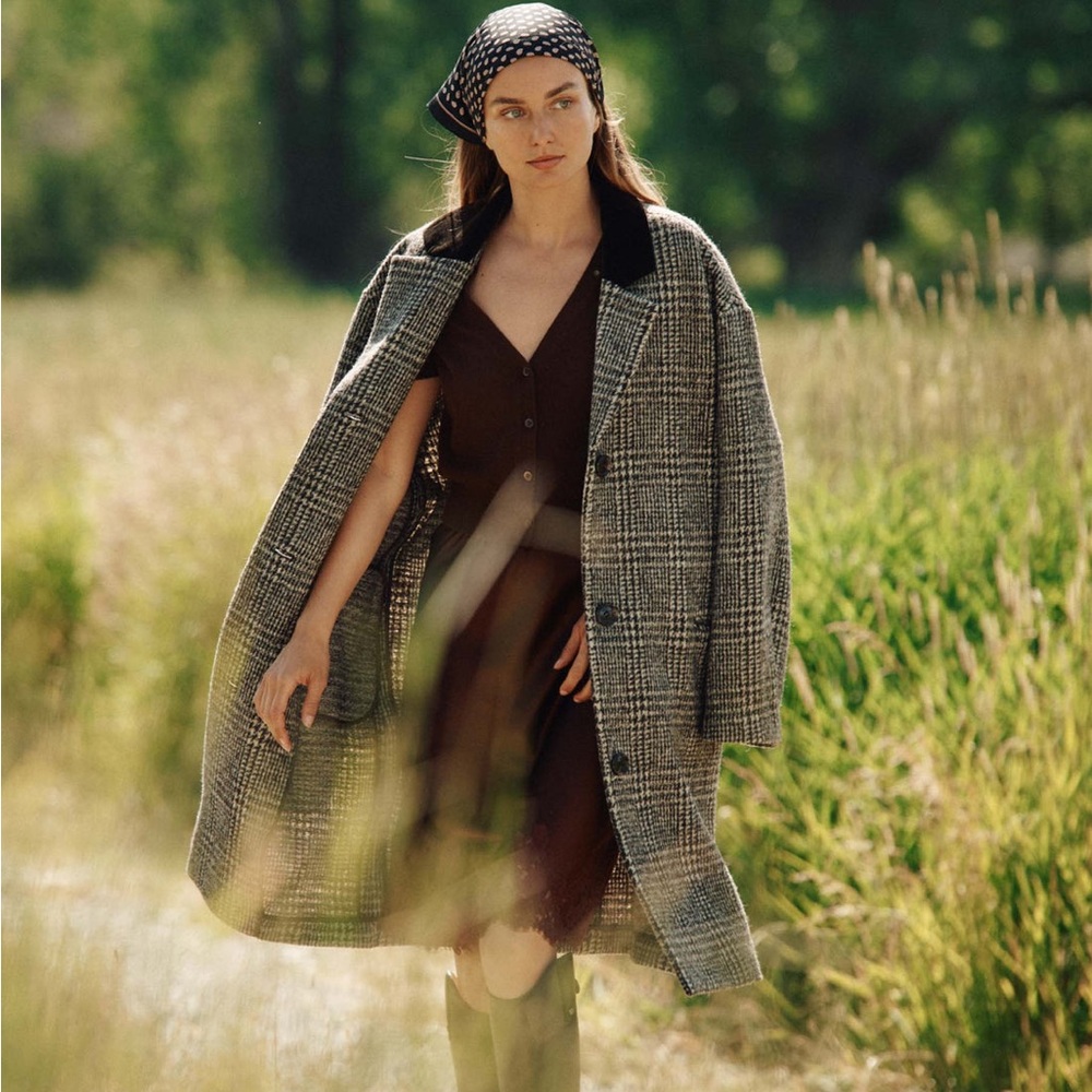 DOEN DOVER COAT IN LASCELLE HOUNDSTOOTH CHECK - Picture 2 of 11